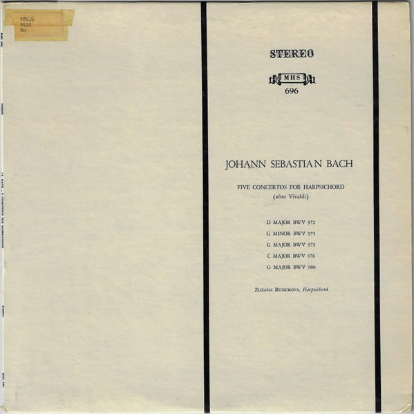 JOHANN SEBASTIAN BACH - Five Concertos For Harpsichord (After Vivaldi)